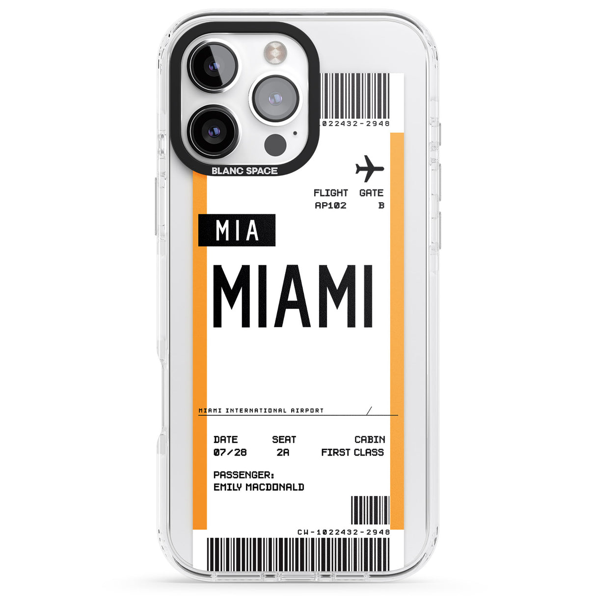 iPhone 16 Pro Max Personalised Miami Boarding Pass Black Impact Phone Case