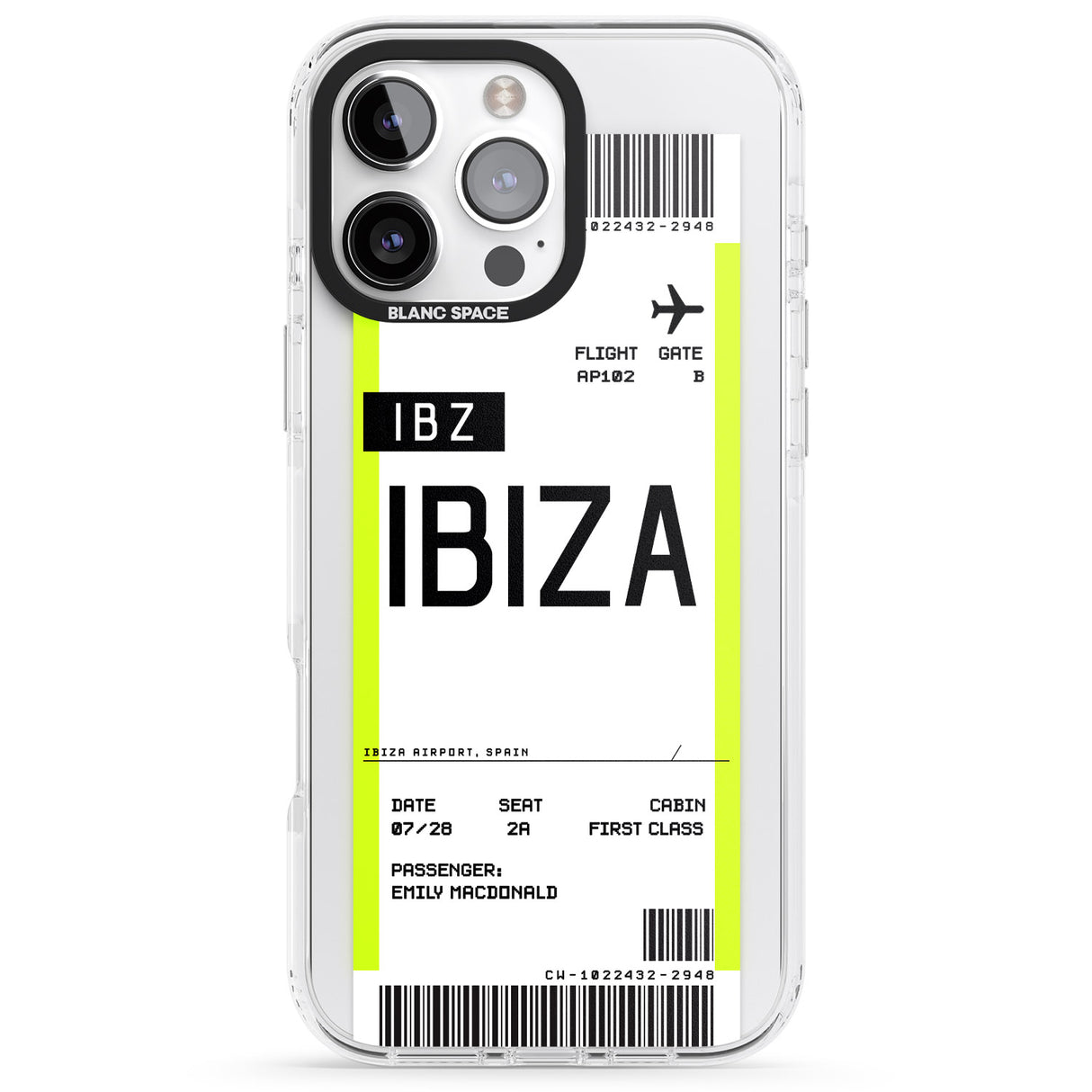 iPhone 16 Pro Max Personalised Ibiza Boarding Pass Black Impact Phone Case