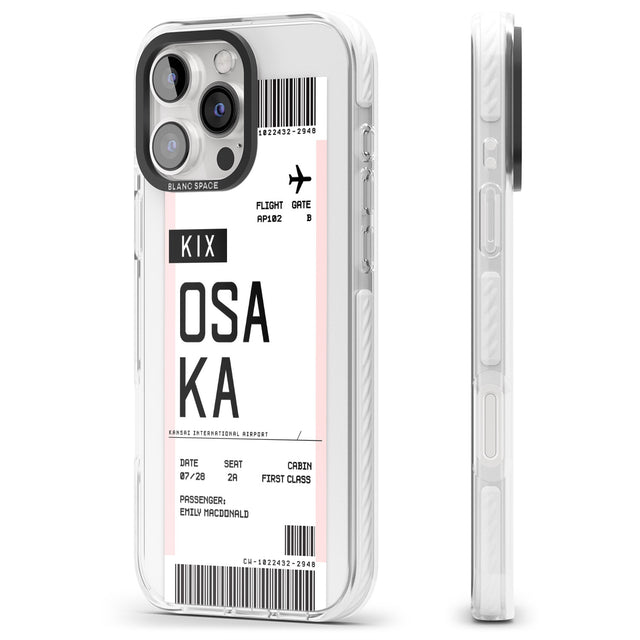 iPhone 16 Pro Max Personalised Osaka Boarding Pass Black Impact Phone Case