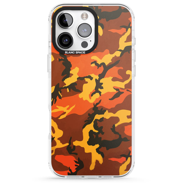 iPhone 16 Pro Max Orange Camo Black Impact Phone Case