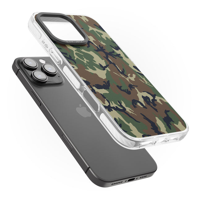 iPhone 16 Pro Max Forest Green Camo Black Impact Phone Case