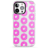 iPhone 16 Pro Max Pink Donut Pattern Black Impact Phone Case