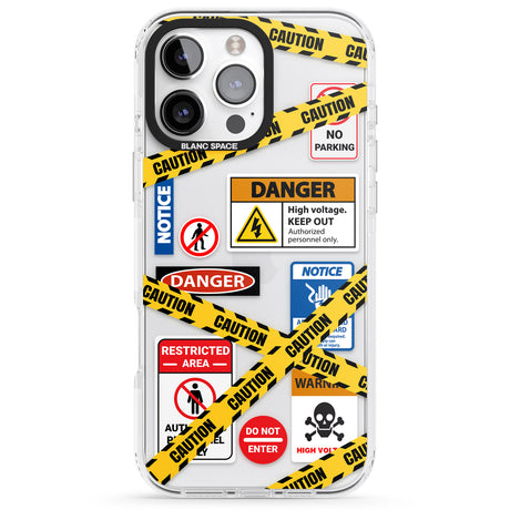 iPhone 16 Pro Max CAUTION Black Impact Phone Case