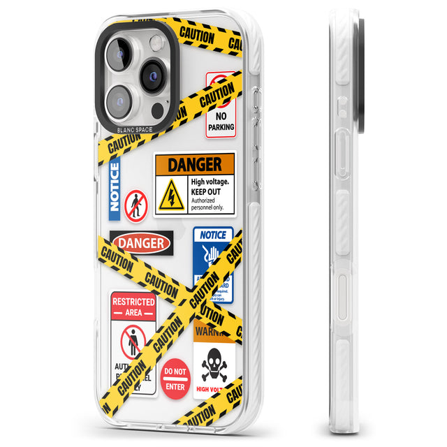 iPhone 16 Pro Max CAUTION Black Impact Phone Case