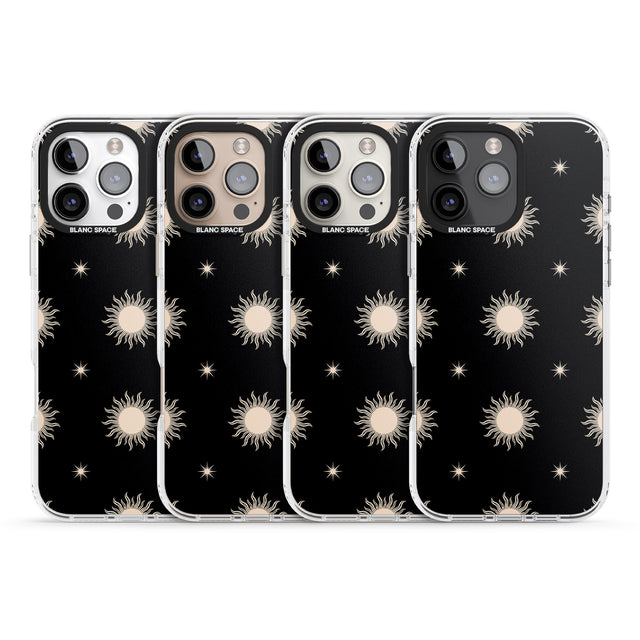 iPhone 16 Pro Max Celestial Patterns Classic Suns (Black) Black Impact Phone Case