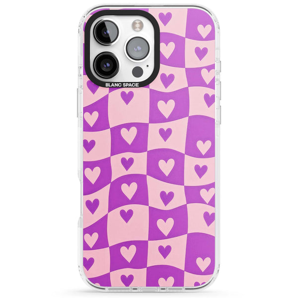 Purple Wavy Checked Hearts