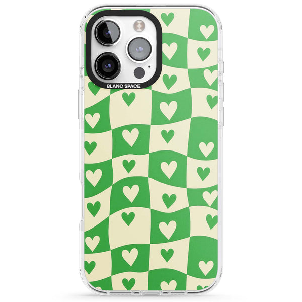 Green Wavy Checked Hearts