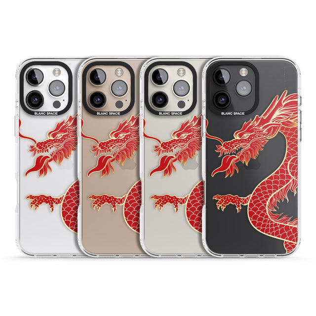 iPhone 16 Pro Max Large Red Dragon Black Impact Phone Case