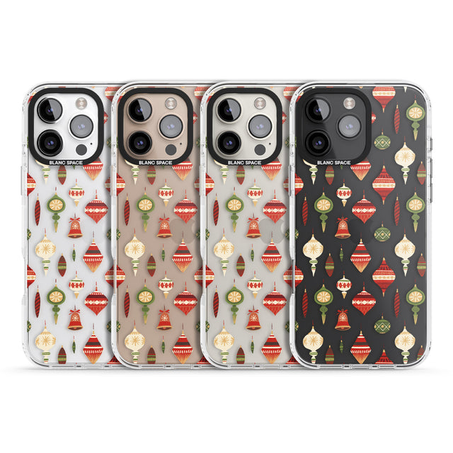 iPhone 16 Pro Max Christmas Baubles Pattern Black Impact Phone Case