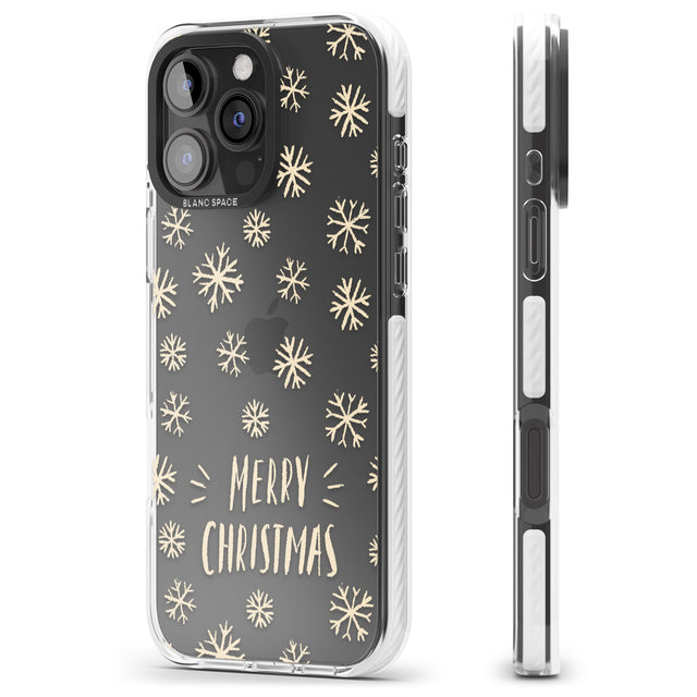 iPhone 16 Pro Max Christmas Snowflake Pattern Black Impact Phone Case