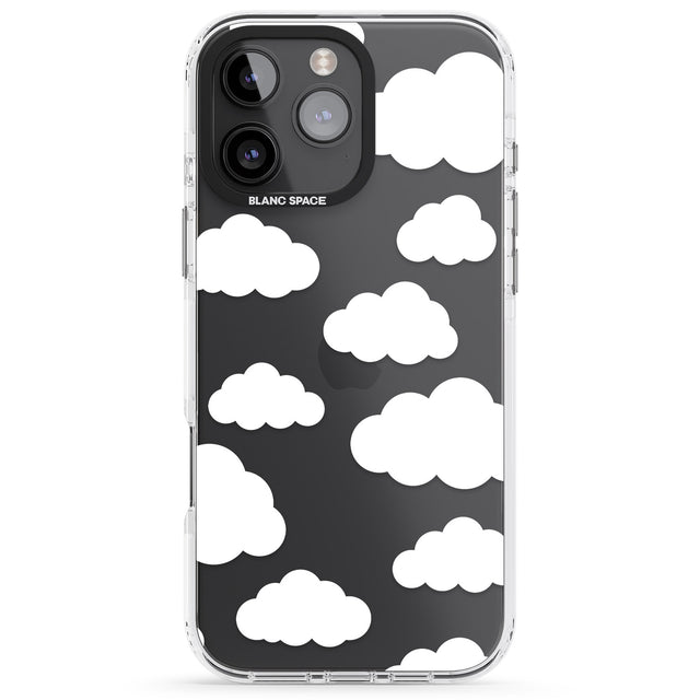 iPhone 16 Pro Max Transparent Cloud Pattern Black Impact Phone Case