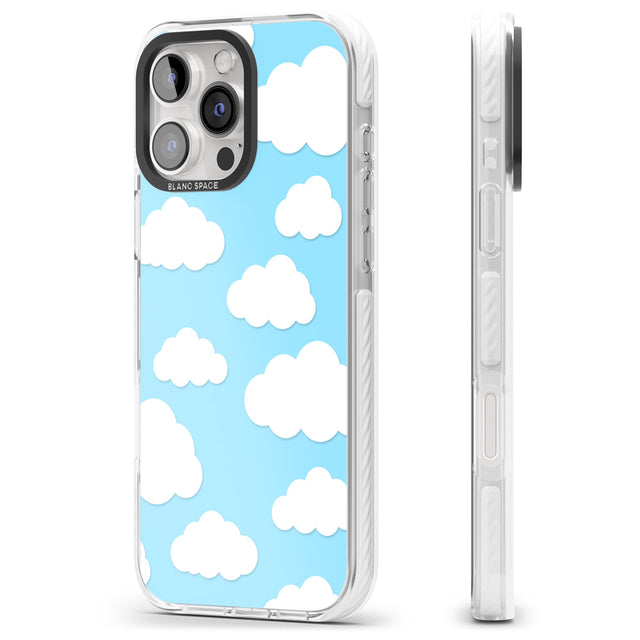 iPhone 16 Pro Max Blue Sky & Clouds Pattern Clear Impact Phone Case + Magsafe