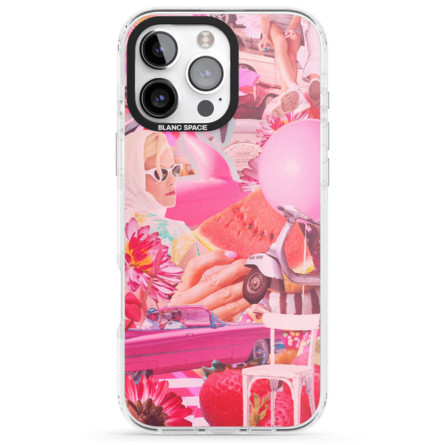 iPhone 16 Pro Max Vintage Collage: Pink Glamour Black Impact Phone Case