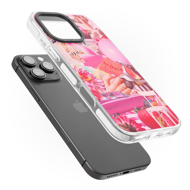 iPhone 16 Pro Max Vintage Collage: Pink Glamour Black Impact Phone Case