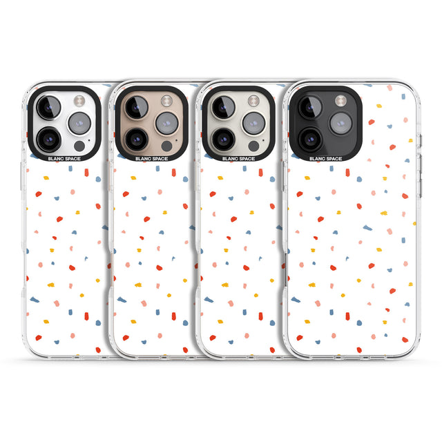 iPhone 16 Pro Max Confetti Print on Solid White Black Impact Phone Case