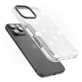 iPhone 16 Pro Max White Planets on Clear Black Impact Phone Case