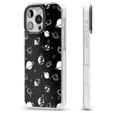 iPhone 16 Pro Max White Planets on Black Black Impact Phone Case