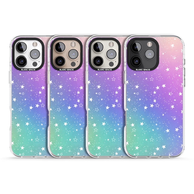 iPhone 16 Pro Max White Stars on Pastels Black Impact Phone Case