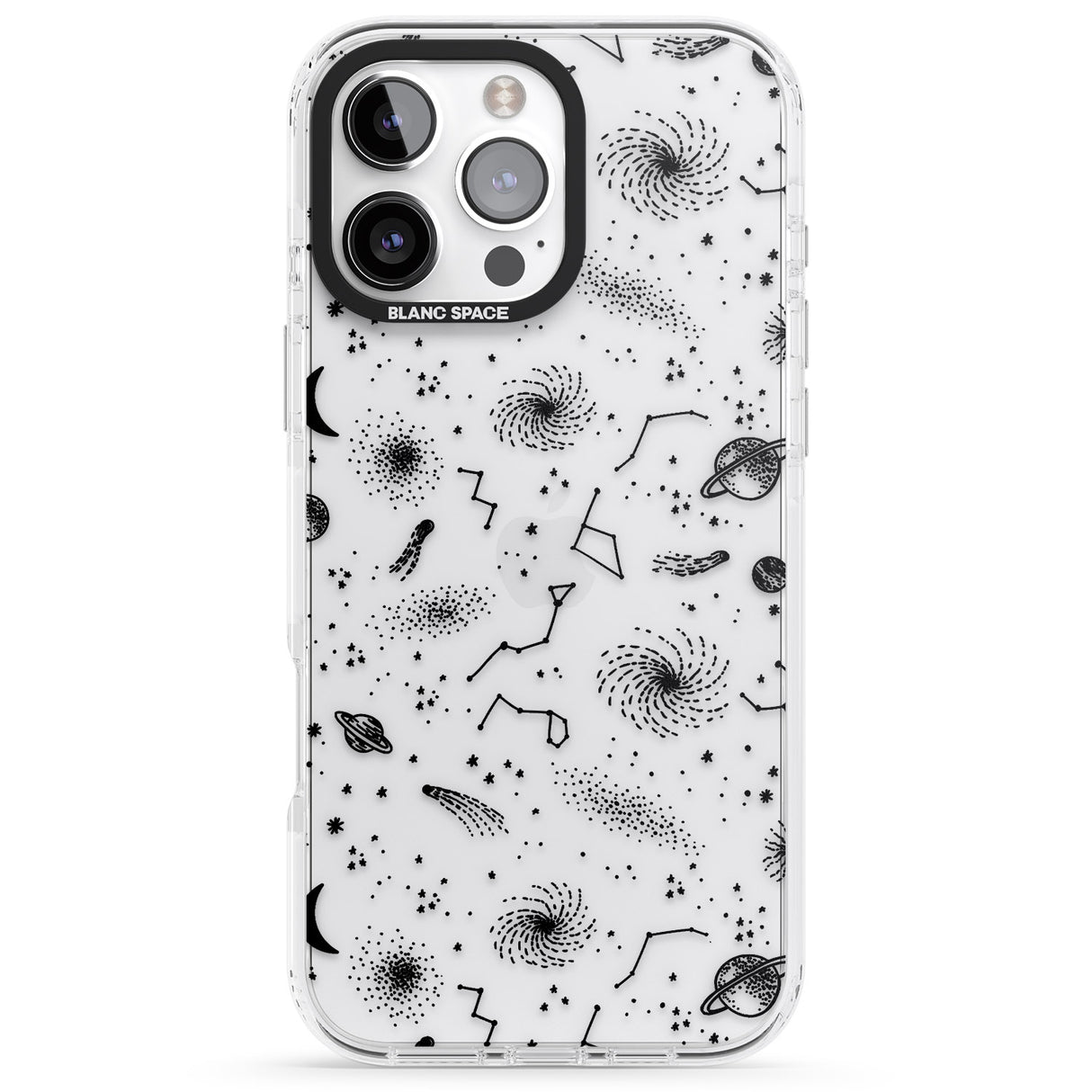 iPhone 16 Pro Max Mixed Galaxy Pattern Black Impact Phone Case