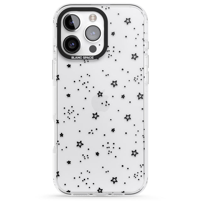 iPhone 16 Pro Max Star Outlines Black Impact Phone Case