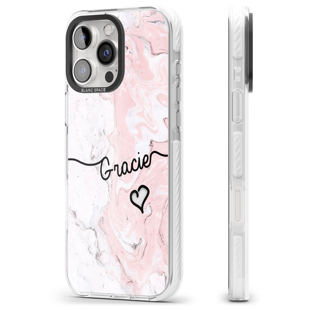 iPhone 16 Pro Max Pink Marble Black Impact Phone Case