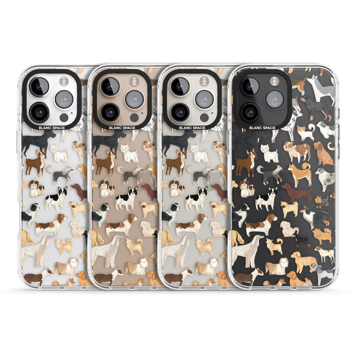 iPhone 16 Pro Max Hand Painted Dogs Black Impact Phone Case