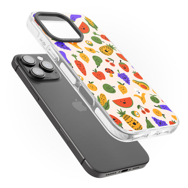 iPhone 16 Pro Max Mixed Kawaii Food Icons - Solid Black Impact Phone Case