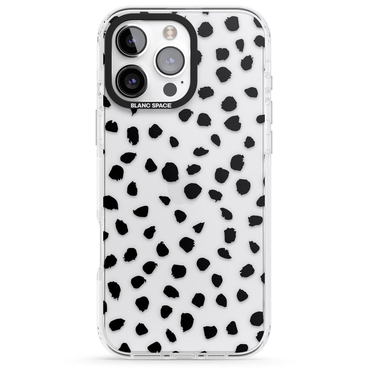 iPhone 16 Pro Max Black on Transparent Dalmatian Polka Dot Spots Black Impact Phone Case