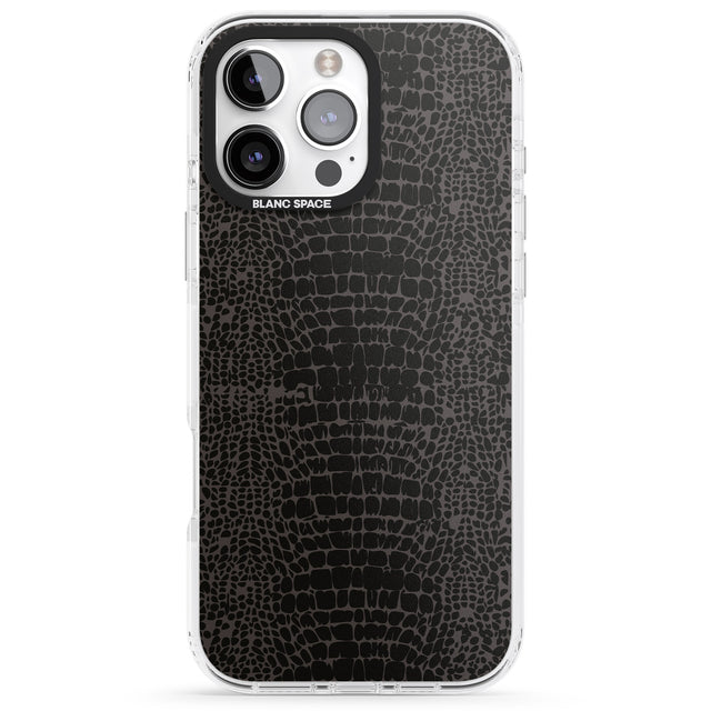 iPhone 16 Pro Max Dark Animal Print Pattern Snake Skin Black Impact Phone Case