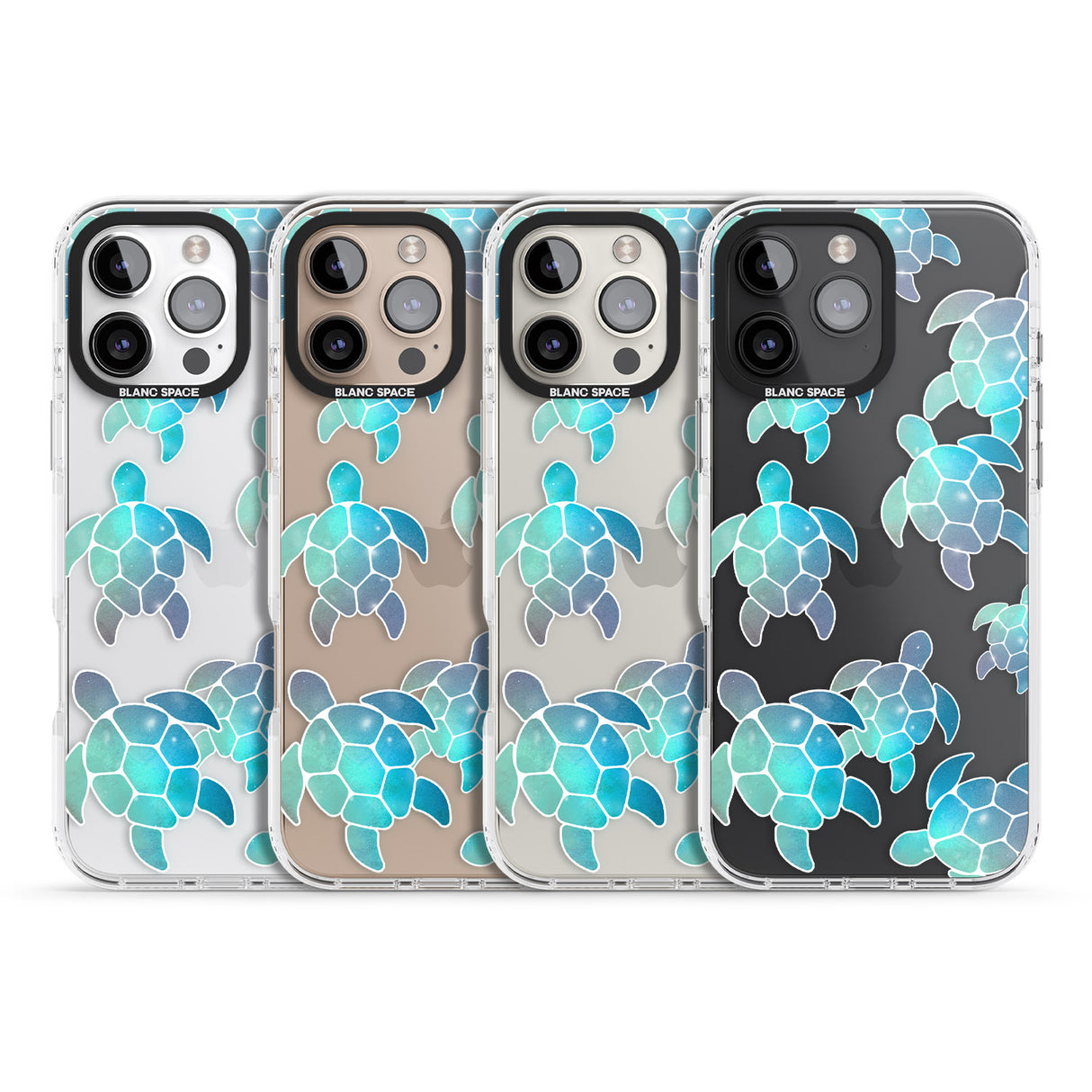 iPhone 16 Pro Max Aqua Space Turtles Black Impact Phone Case