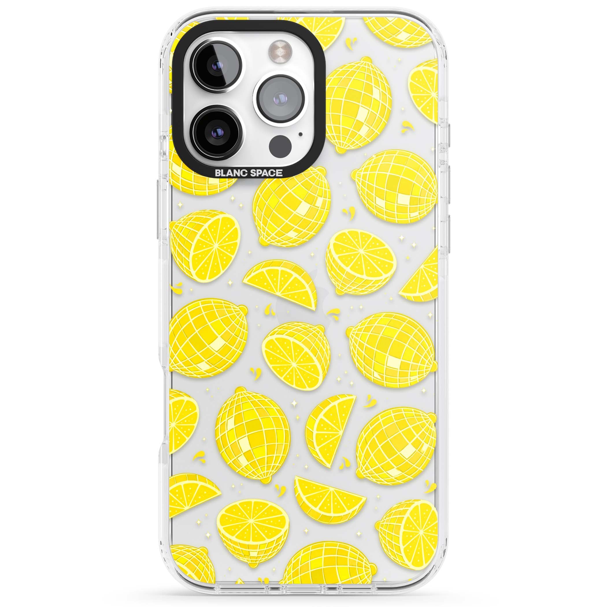 Disco Lemons citrus iPhone case featuring mirrorball lemons, sliced fruit and sparkle accents | Clear Impact case for iPhone 16 Pro, iPhone 16 Pro Max