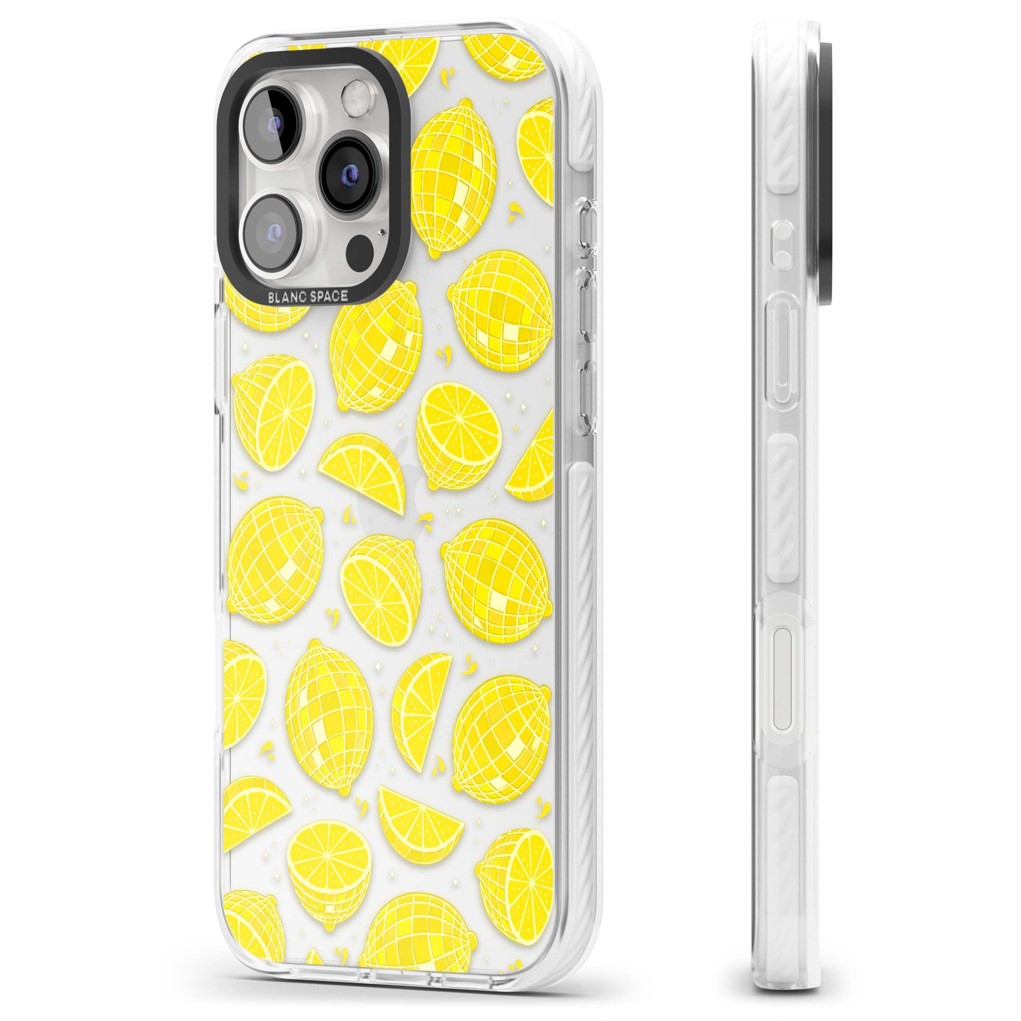 Disco Lemons citrus iPhone case featuring mirrorball lemons, sliced fruit and sparkle accents | Clear Impact case for iPhone 16 Pro, iPhone 16 Pro Max