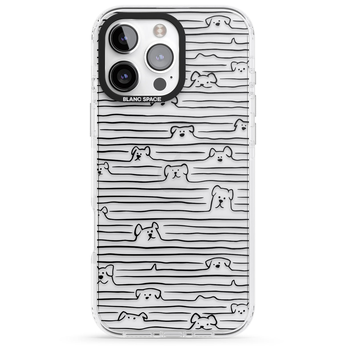 iPhone 16 Pro Max Dog Line Art - Black Black Impact Phone Case