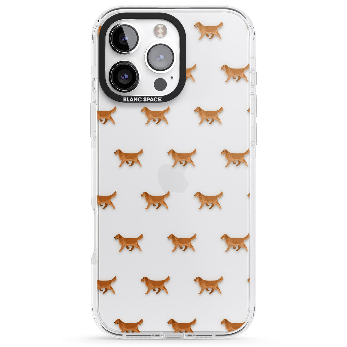 iPhone 16 Pro Max Golden Retriever Dog Pattern Clear Black Impact Phone Case