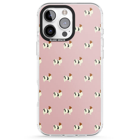 iPhone 16 Pro Max Papillon Dog Pattern Black Impact Phone Case