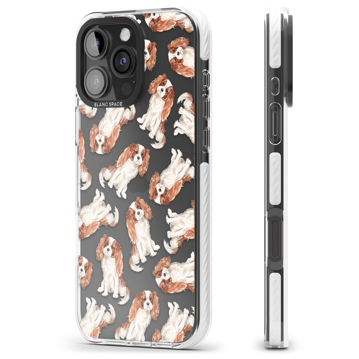 iPhone 16 Pro Max Cavalier King Charles Spaniel Dog Pattern Black Impact Phone Case