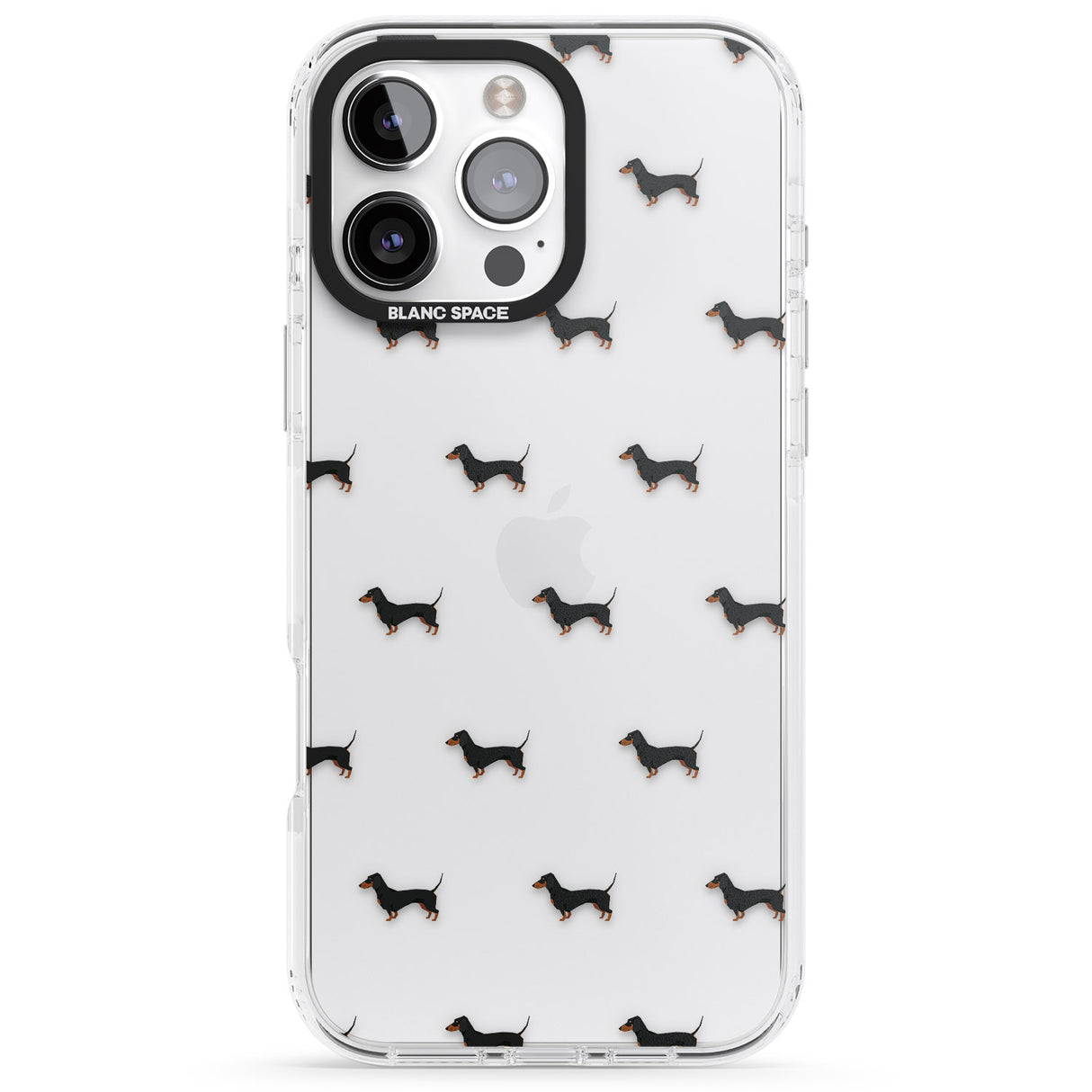 iPhone 16 Pro Max Dachshund Dog Pattern Clear Black Impact Phone Case