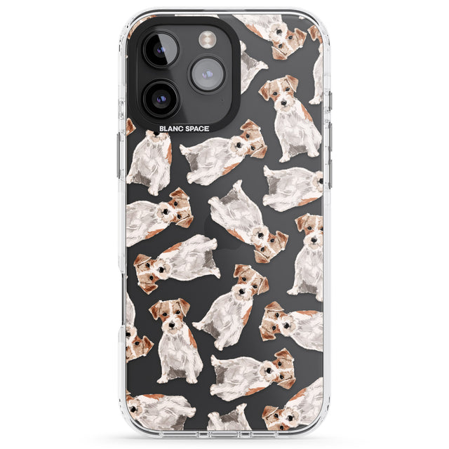 iPhone 16 Pro Max Wirehaired Jack Russell Watercolour Dog Pattern Black Impact Phone Case