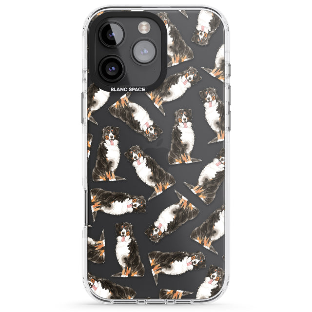 iPhone 16 Pro Max Bernese Mountain Dog Watercolour Dog Pattern Black Impact Phone Case