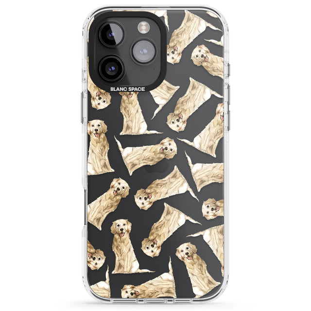 iPhone 16 Pro Max Golden Retriever Watercolour Dog Pattern Black Impact Phone Case