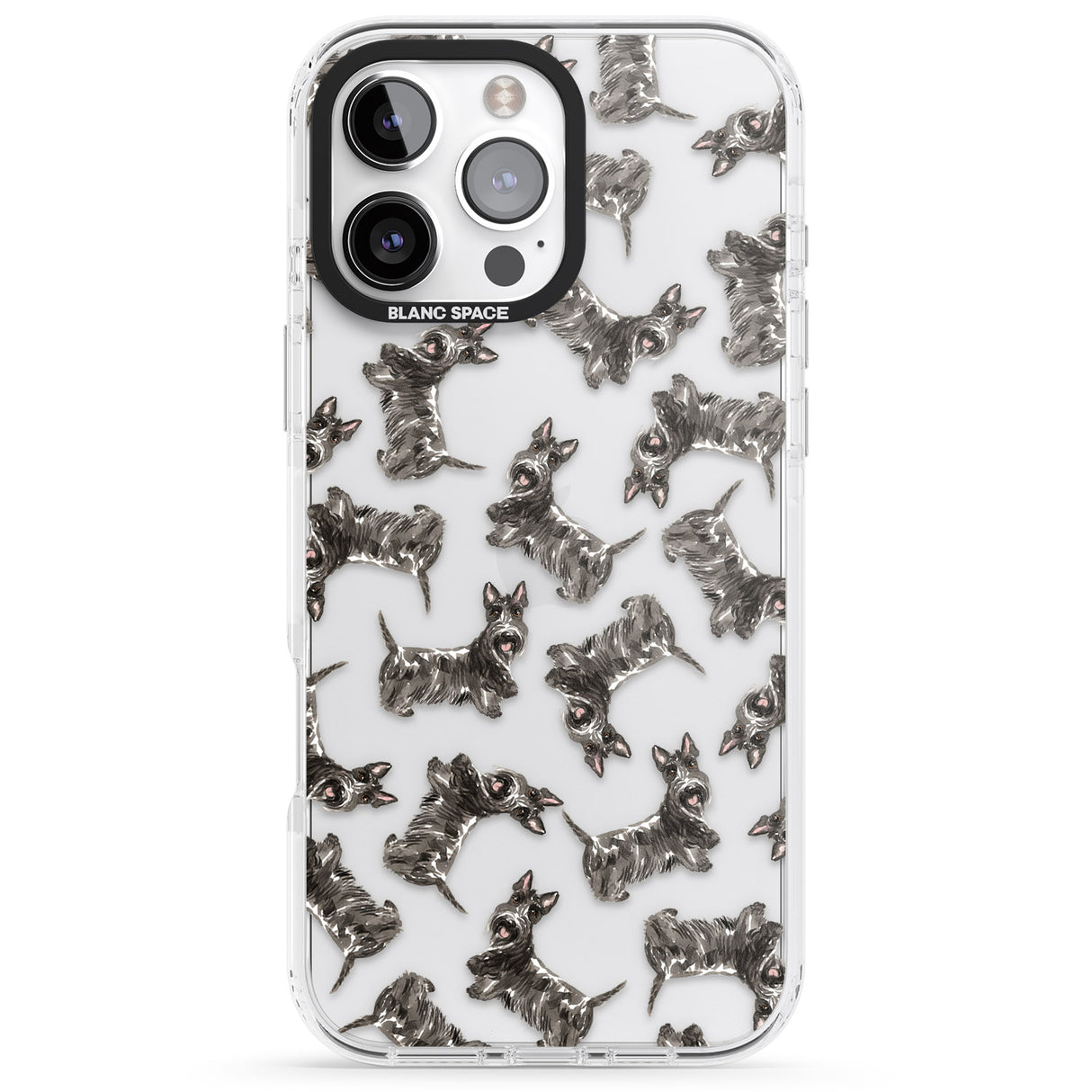 iPhone 16 Pro Max Scottish Terrier Watercolour Dog Pattern Black Impact Phone Case