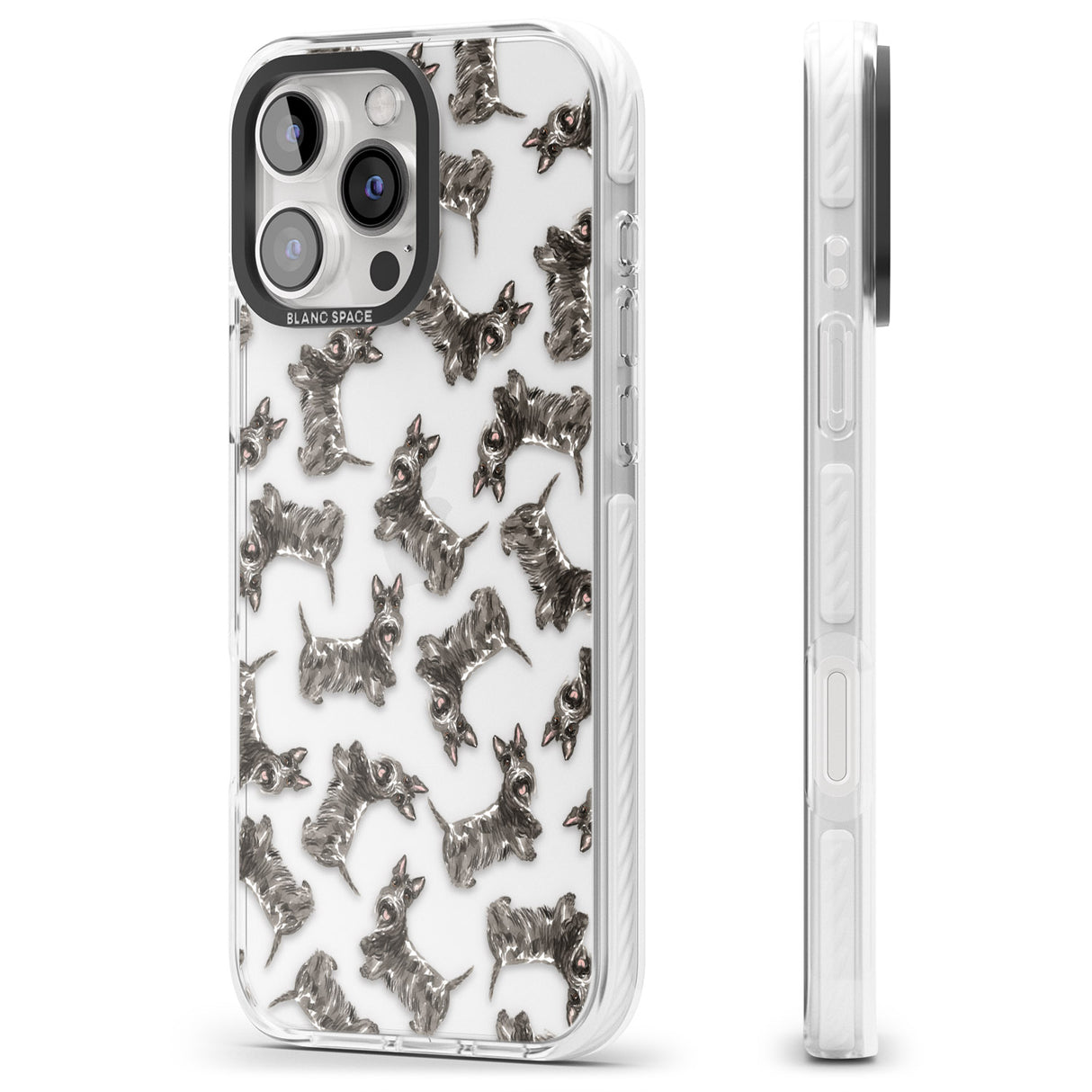 iPhone 16 Pro Max Scottish Terrier Watercolour Dog Pattern Black Impact Phone Case