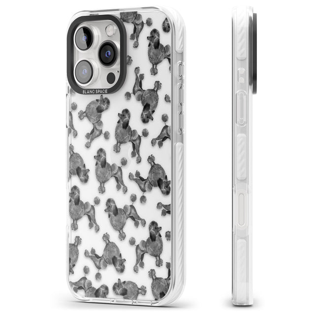 iPhone 16 Pro Max Poodle (Black) Watercolour Dog Pattern Black Impact Phone Case