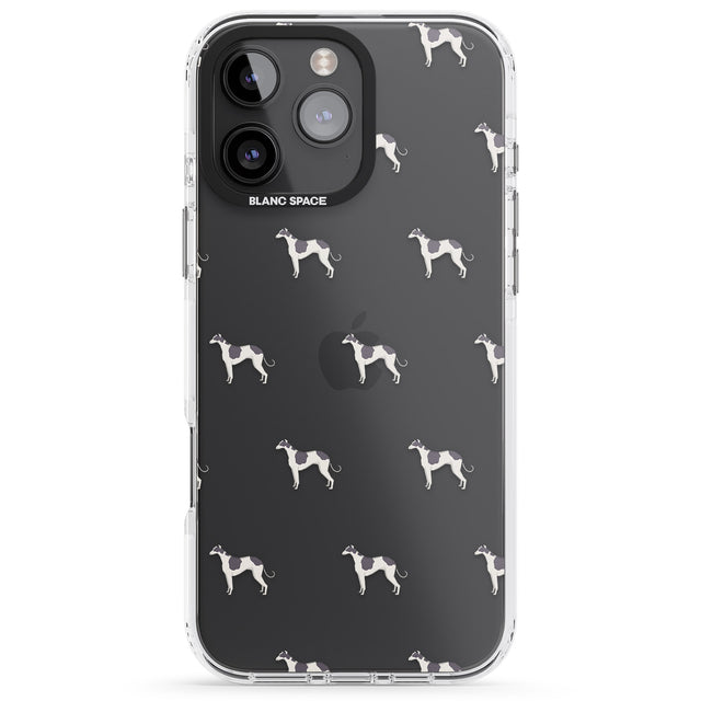 iPhone 16 Pro Max Greyhound Dog Pattern Clear Black Impact Phone Case