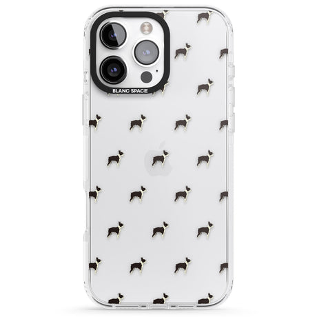 iPhone 16 Pro Max Boston Terrier Dog Pattern Clear Black Impact Phone Case