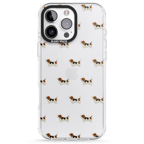 iPhone 16 Pro Max Basset Hound Dog Pattern Clear Black Impact Phone Case