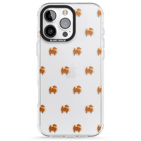 iPhone 16 Pro Max Pomeranian Dog Pattern Clear Black Impact Phone Case