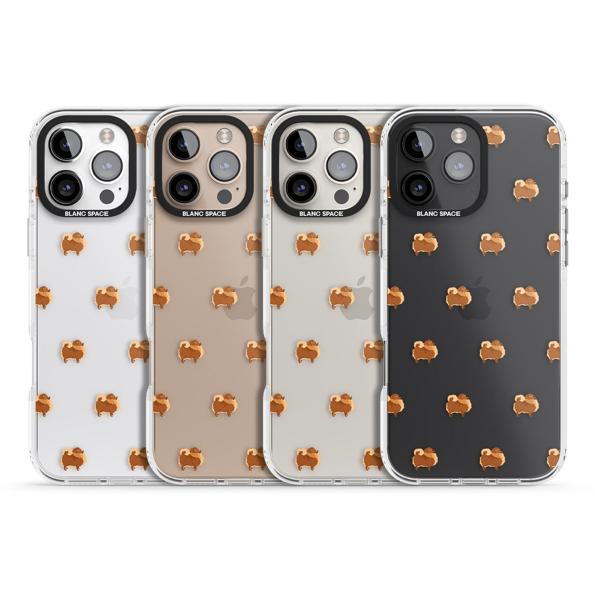 iPhone 16 Pro Max Pomeranian Dog Pattern Clear Black Impact Phone Case