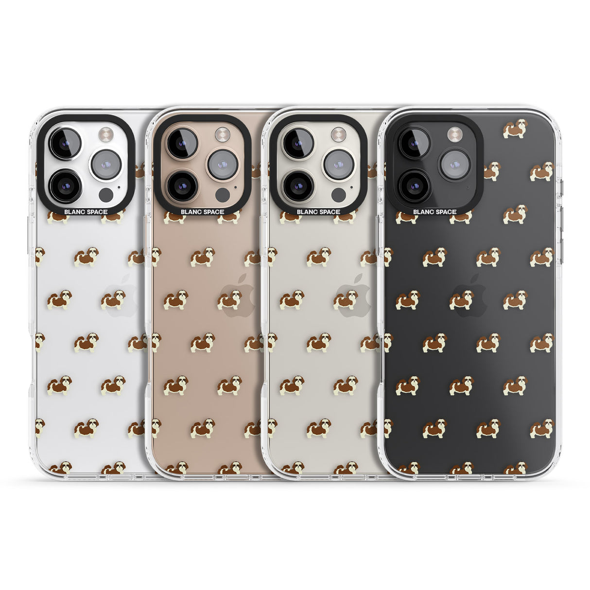 iPhone 16 Pro Max Shih Tzu Dog Pattern Clear Black Impact Phone Case