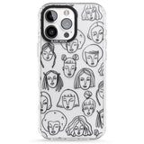 iPhone 16 Pro Max Girl Portrait Doodles Black Impact Phone Case